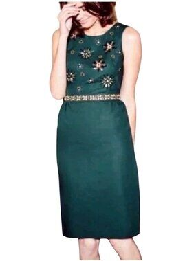 Boden Brunswick Emerald Embellished Dress Sleeveless Party Wedding Size 8R